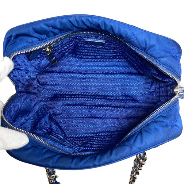 2302468 9 Prada Triangle Boston Chain Shoulder bag Blue