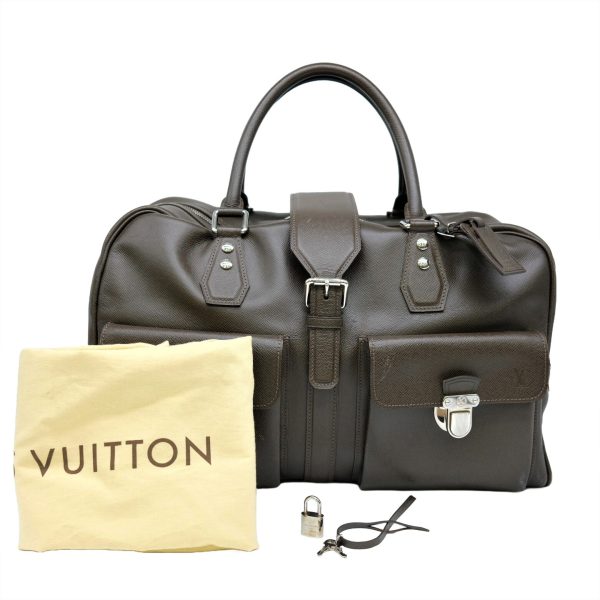 230411 1 LOUIS VUITTON Yvan Taiga Boston Travel Bag Dark Brown