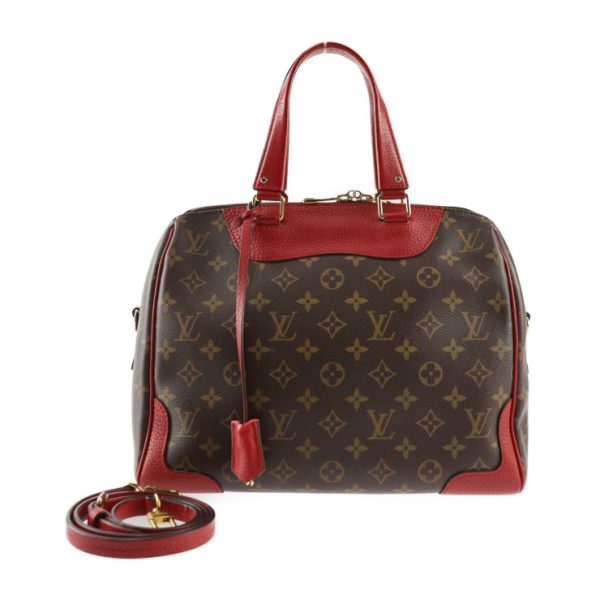 2307123007051 1 Louis Vuitton Retiro PM Monogram Handbag Brown Coquelicot Red