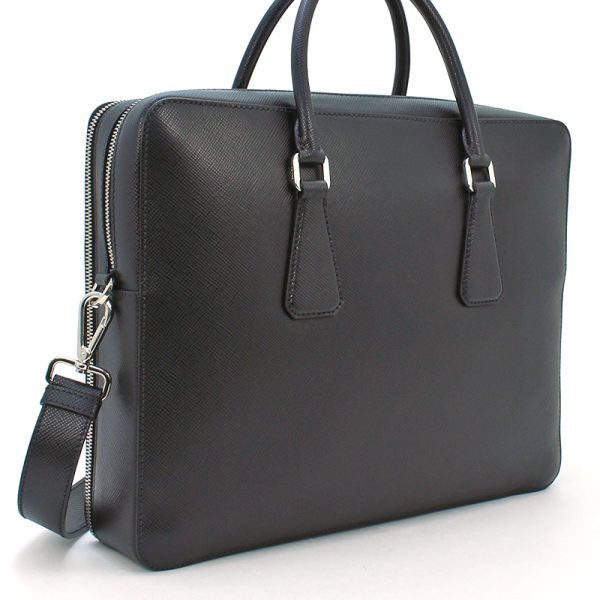 230823 bg10 2 2 PRADA Briefcase Saffiano Cuir Leather Black