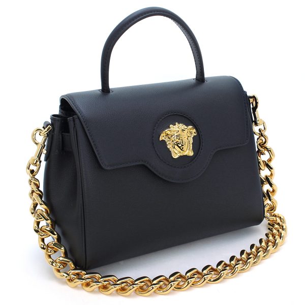 230909 bg9 4 1 Versace La Medusa Genuine Leather Shoulder Bag Black