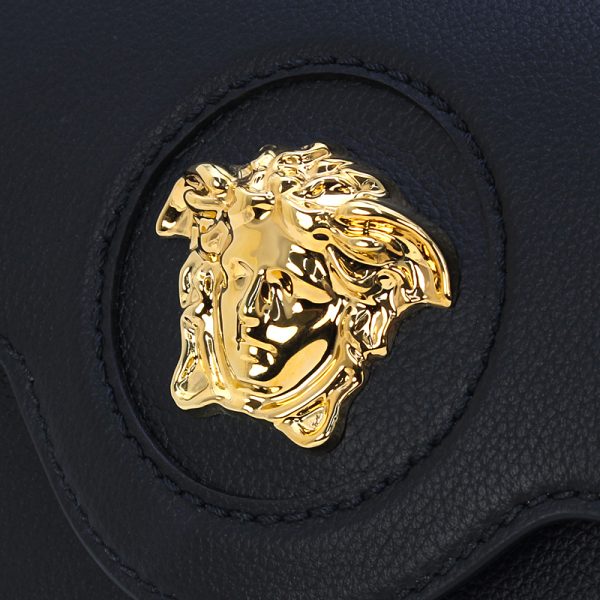 230909 bg9 4 5 Versace La Medusa Genuine Leather Shoulder Bag Black