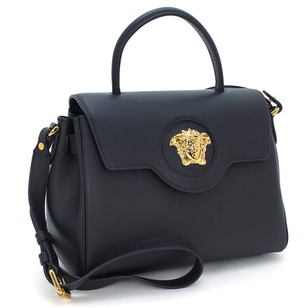 230909 bg9 4 6 Versace La Medusa Genuine Leather Shoulder Bag Black