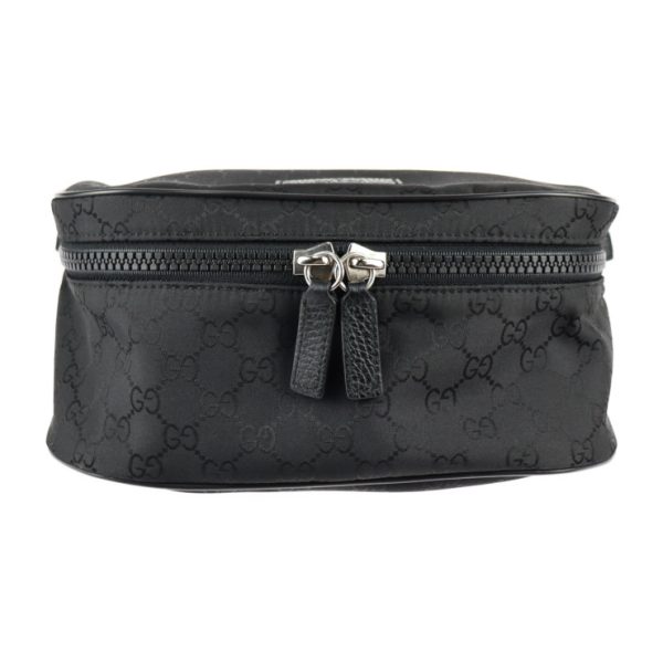 2314093010035 2 Gucci GG Nylon Waist Bag Leather Hip Bag Black Silver