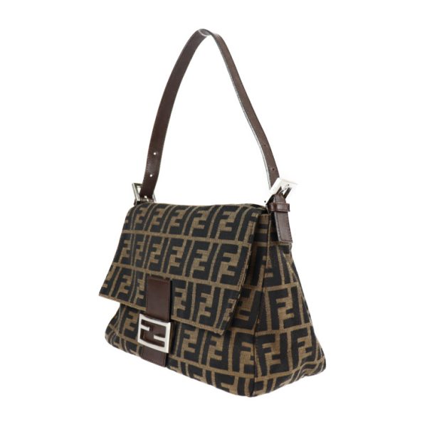 2320081001020 2 Fendi Zucca Mamma Bucket Canvas Leather Handbag Brown