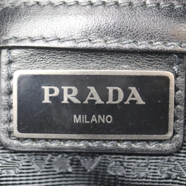 2321093007119 9 Prada Triangle Logo Plate Leather Shoulder Bag Black Gold