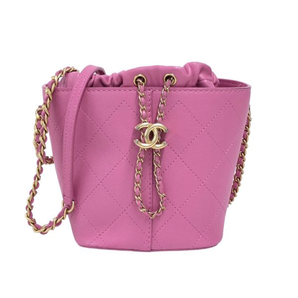 2340520074760 CHANEL Drawstring Chain Shoulder Hardware Caviar Skin Bag Pink Gold