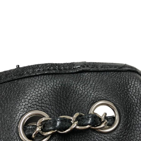 2342250005151 14 Chanel Camellia Motif Bucket Bag Hardware Caviar Skin Black Silver