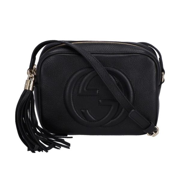 23459 1 Gucci Soho Leather Small Disco Bag Black