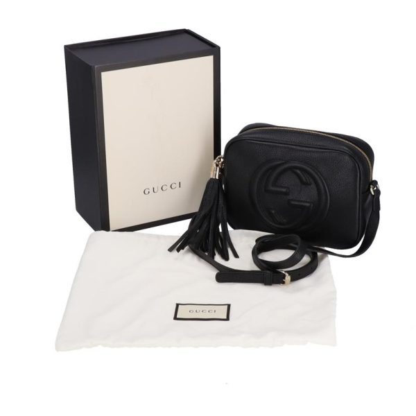 23459 6 Gucci Soho Leather Small Disco Bag Black