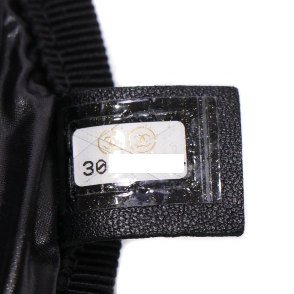 24 0734 14 Chanel Backpack Nylon Tweed Leather Black