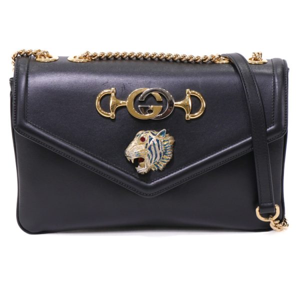 24 1219 02 Gucci Chain Shoulder MM Shoulder Bag Black