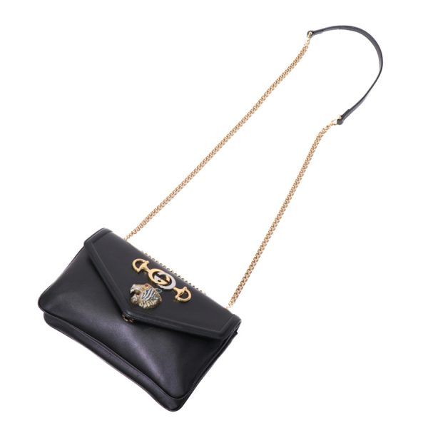 24 1219 12 Gucci Chain Shoulder MM Shoulder Bag Black