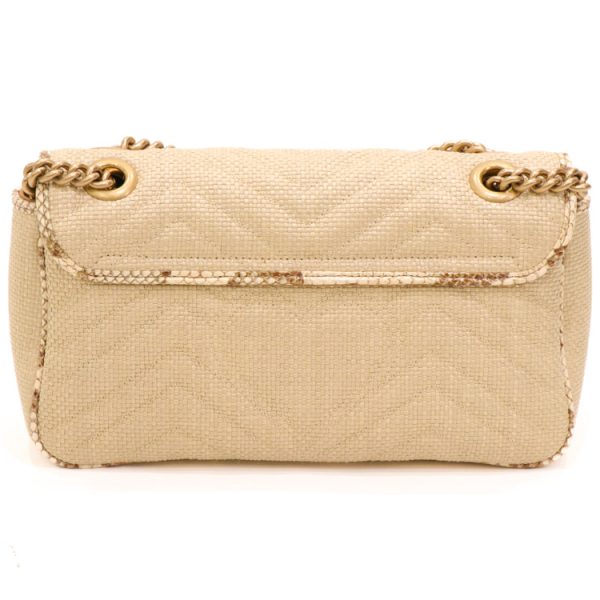 24 1437 04 Gucci GG Marmont Raffia Shoulder Bag Beige