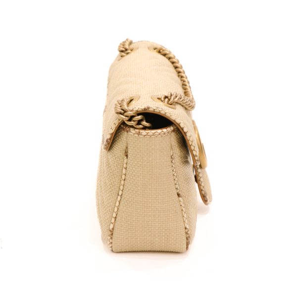 24 1437 05 Gucci GG Marmont Raffia Shoulder Bag Beige