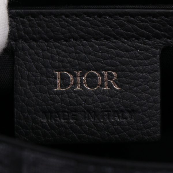 24 1440 12 Christian Dior Calf Skin Oblique Jacquard Saddle Flap Mini Unisex Messenger Bag Black