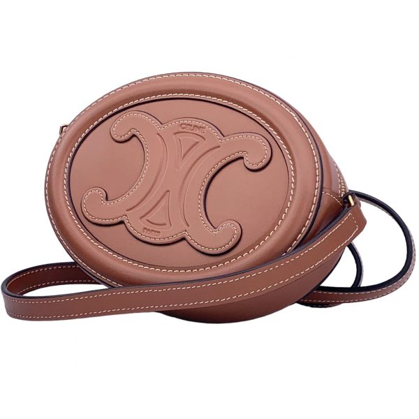 24006746 01 Celine Crossbody Oval Cuile Triomphe Smooth Calfskin Purse Brown