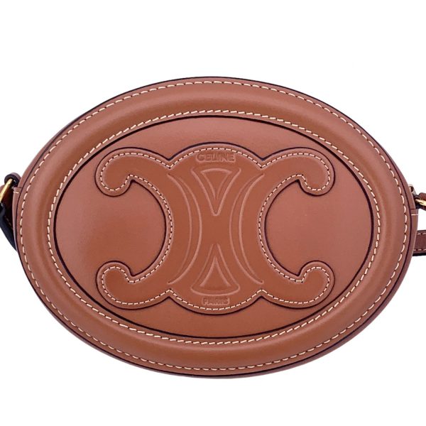 24006746 03 Celine Crossbody Oval Cuile Triomphe Smooth Calfskin Purse Brown