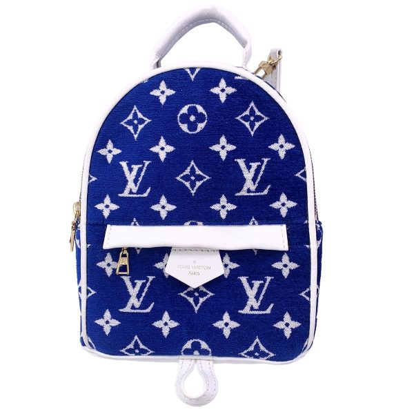 24007999 02 Louis Vuitton Palm Springs Mini Backpack Monogram Jacquard Blue LV Match Collection