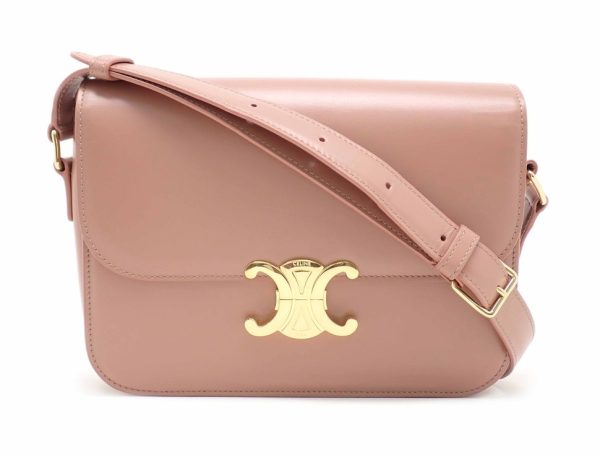 24017304412 01 Celine Triomphe Shoulder Bag Pink Rose