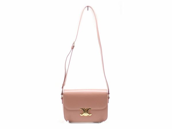 24017304412 04 Celine Triomphe Shoulder Bag Pink Rose