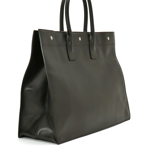 240511 bg47 1 2 Saint Laurent Rive Gauche Calf Leather Large Tote Bag Nero