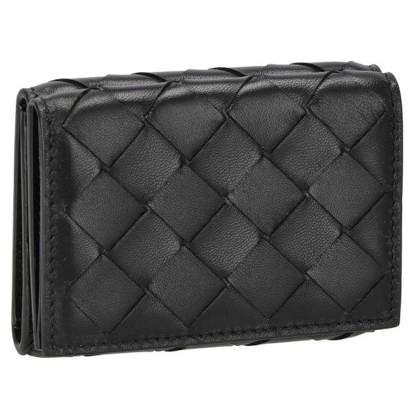 2500000147586 Bottega Veneta Trifold Wallet Intrecciato Leather Black