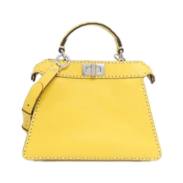 2600062863285 1 b Fendi Selleria Peekaboo Small Calf Leather Handbag Yellow