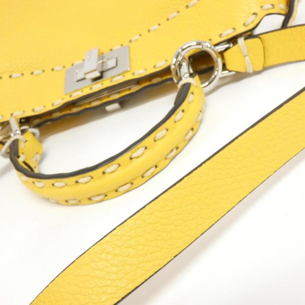 2600062863285 4 b Fendi Selleria Peekaboo Small Calf Leather Handbag Yellow