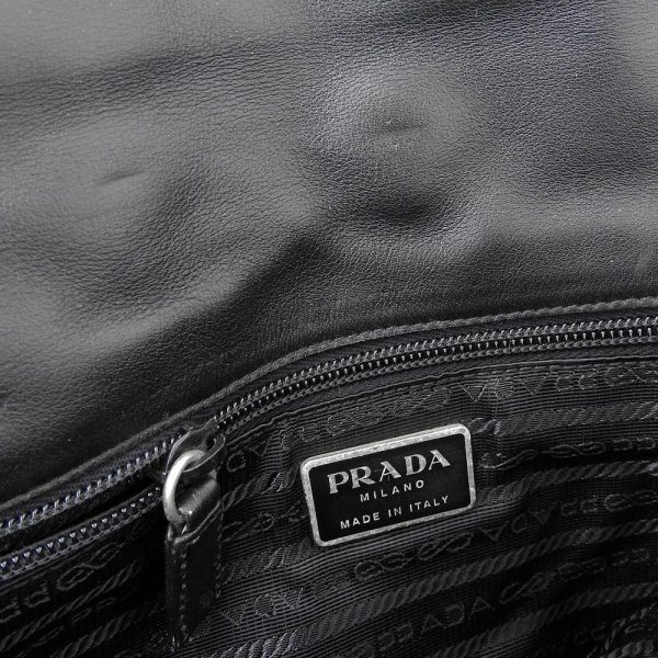 263904 9 Prada 90s Italian Vintage Mesh Leather Shoulder Bag Black