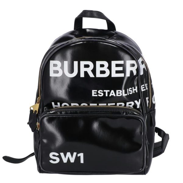 26452 1 Burberry Logo Backpack Leather Black