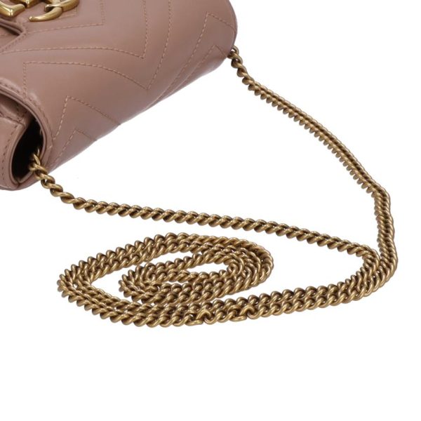 28301 4 Gucci GG Marmont Chain Mini Shoulder Pink Beige