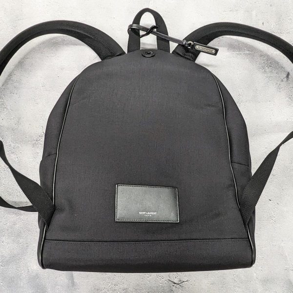 285 06 Saint Laurent Back Nylon Leather Pack Bag Black