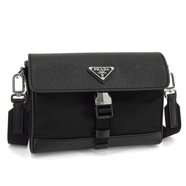 2vd053 2dmh f0002 1 Prada Shoulder Crossbody Bag Tessuto Saffiano Black