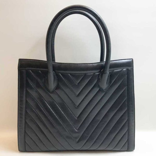 3 cha230908 1m Chanel Handbag V Stitch Leather Black