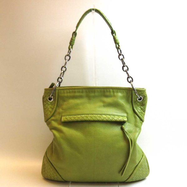 3 ot220521 1ta 01 Bottega Veneta Intrecciato Leather Semi Shoulder Bag Green