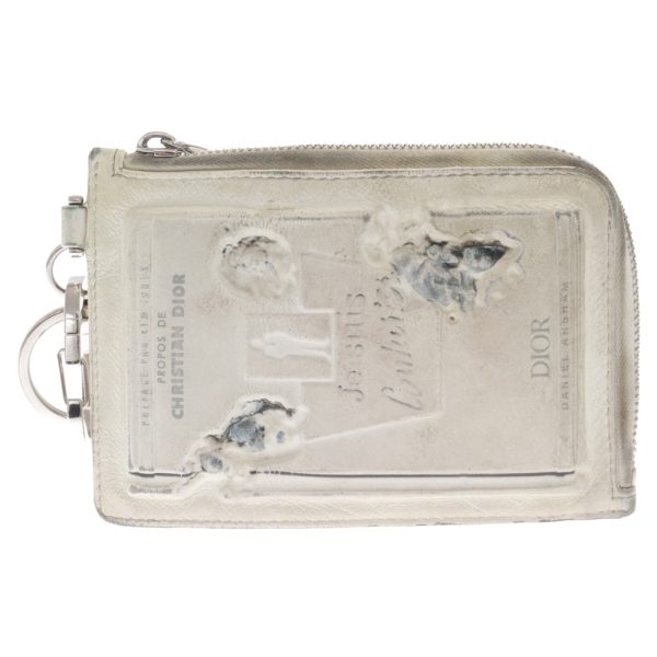 3024b040015 1 DIOR Daniel Arsham Zip Wallet Keychain Leather White