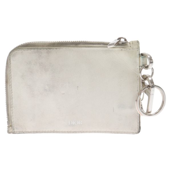 3024b040015 2 DIOR Daniel Arsham Zip Wallet Keychain Leather White