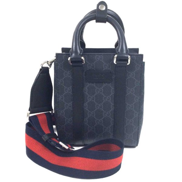 3100543 29n 1 Gucci Mini Tote Bag GG Supreme Black Gray Red Navy