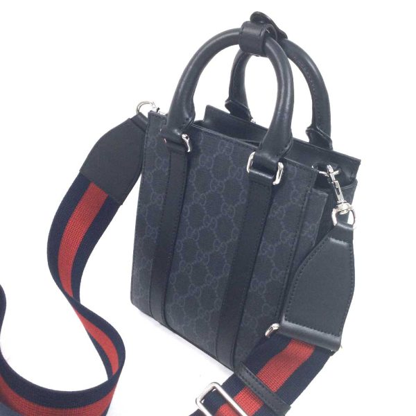 3100543 29n 2 Gucci Mini Tote Bag GG Supreme Black Gray Red Navy