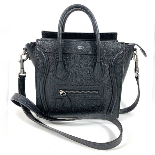 3100900 2n 1 Celine Luggage Nano Shopper Calfskin Shoulder Bag Black