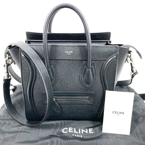 3100900 2n 9 Celine Luggage Nano Shopper Calfskin Shoulder Bag Black