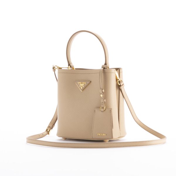 320200kwa490191 Prada Calf Panier SM Saffiano Small Bag Beige