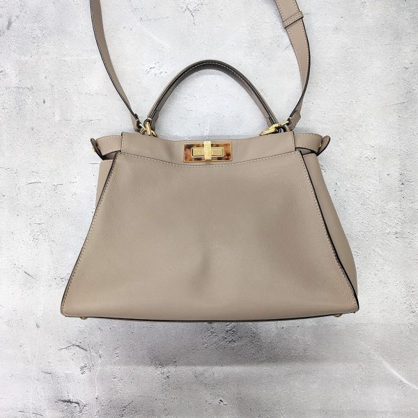 321 02 Fendi 2way Peekaboo Le Guiller Leather Beige