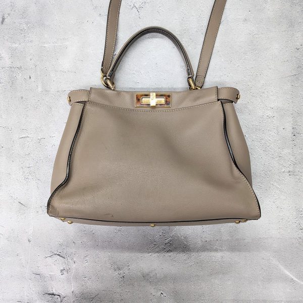 321 03 Fendi 2way Peekaboo Le Guiller Leather Beige