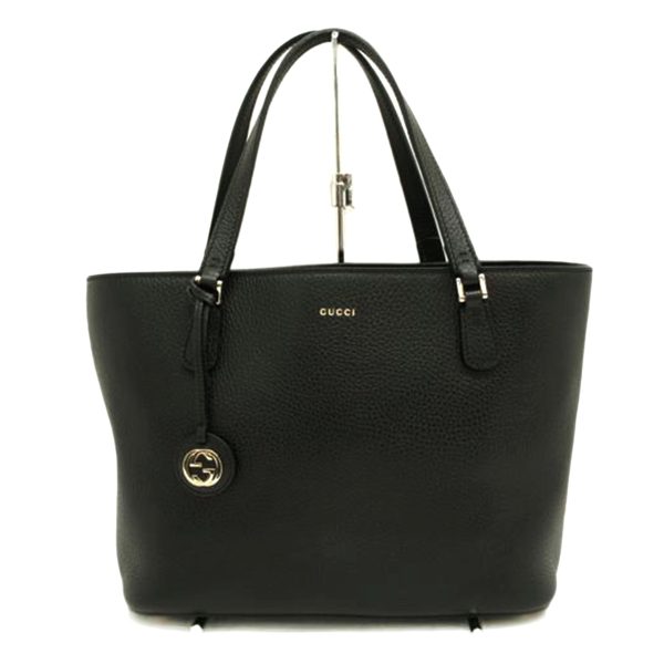 32451 1 Gucci Interlocking G Leather Tote Bag Black