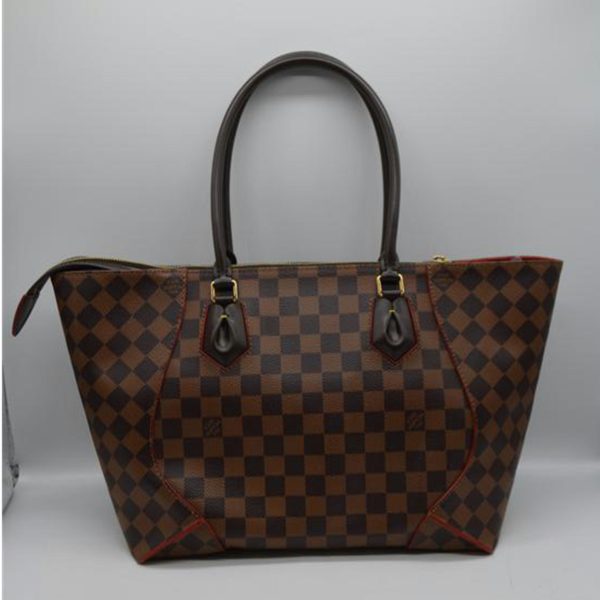 33182 2 Louis Vuitton Kaisa Tote MM Damier Sleaze Leather Brown