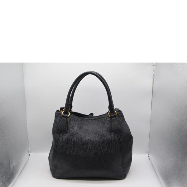 33307 2 Prada Vitello Dino 2Way Leather Hand Bag Nero