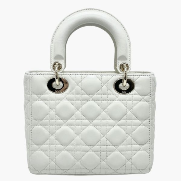 33462 2 Christian Dior Cannage Small Tote Bag White