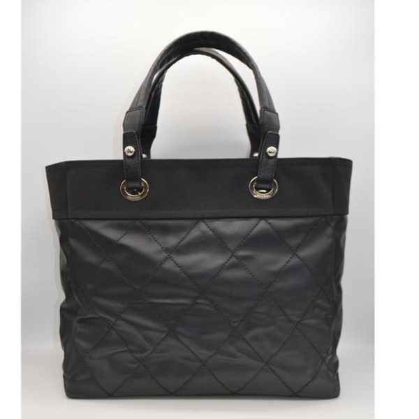 33728 2 Chanel Paris Biarritz Tote Noir Black Canvas Bag